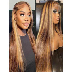 P4/27 Straight Wig 220% Density 46 Inch Remy Hair 13x6 HD Transparent Lace Frontal Wigs Brazilian Human Hair Pre Plucked WIth Baby Hair For Women