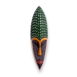 Harmony and Love,'African Wood Aluminum Wall Mask with Elongated Silhouette'