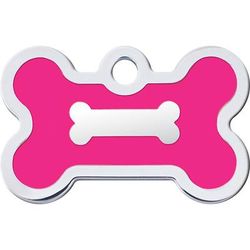 Pink Epoxy Chrome Bone Personalized Engraved Pet ID Tag, Small, Multi-Color