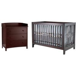 SB2 Jordan 2 Piece Nursery Set in Espresso - Crib & Simple 3 Drawer Dresser