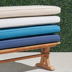 Double-piped Bench Cushion - Resort Stripe Dove, 56"W x 21"D - Frontgate