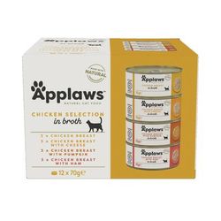12x70g Chicken Collection in Broth Applaws Wet Cat Food