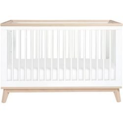 Babyletto Scoot 3-in-1 Convertible Crib w/Toddler Bed Conversion Kit - White / Washed Natural