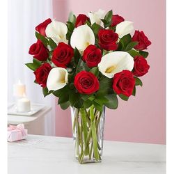 1-800-Flowers Flower Delivery Stunning Red Roses & Calla Lily Bouquet W/ Clear Vase | Happiness Delivered To Their Door