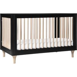 Babyletto Lolly 3-In-1 Convertible Crib with Toddler Bed Conversion Kit - Black/WashedNatural