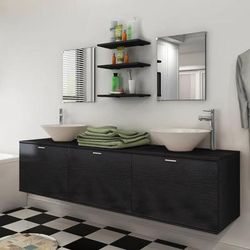 vidaXL Set Mobili da Bagno 8 pz con Lavandino Nero