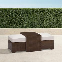 Palermo Coffee Table with Nesting Ottomans in Bronze Wicker - Standard, Garnet - Frontgate