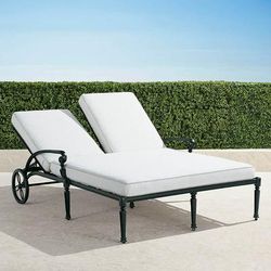 Carlisle Double Chaise Lounge with Cushions in Onyx Aluminum - Standard, Indigo - Frontgate