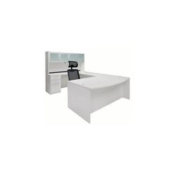 White U-Shaped Workstation w/Hutch