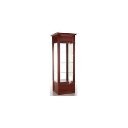 82"H Museum Showcases in Real Wood - Square Tower Locking Display Case