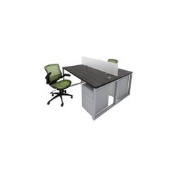 TrendSpaces Compact 2-Desk Back-To-Back Workstation Set
