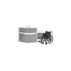 White Curved Wave Glass Top ADA Reception Desk