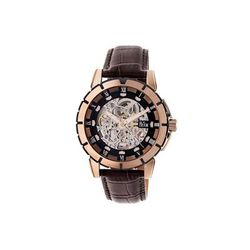 Reign Philippe Automatic Skeleton Dial Leather-Band Watch Black REIRN4606