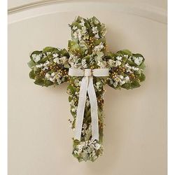 1-800-Flowers Home Decor Non Floral Non Plant Wreaths Delivery Preserved Cross Wreath | Happiness Delivered To Their Door