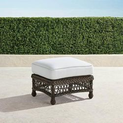 Hampton Ottoman in Black Walnut Wicker - Standard, Rain Sailcloth Cobalt - Frontgate