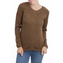 Sweet Mystique in Tan,'Tan Baby Alpaca Cardigan Sweater with Pointelle Knit Designs'