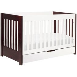 Babyletto Mercer 3-in-1 Convertible Crib with Toddler Bed Conversion Kit in Espresso/White