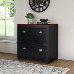 Fairview Lateral File in Antique Black/Hansen Cherry - Bush Furniture WC53981-03