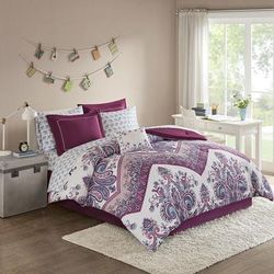 Intelligent Design Twin Complete Bed & Sheet Set in Purple - Olliix ID10-1351