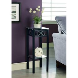 Accent Table / Side / End / Plant Stand / Square / Living Room / Bedroom / Metal / Tempered Glass / Black / Transitional - Monarch Specialties I 3078