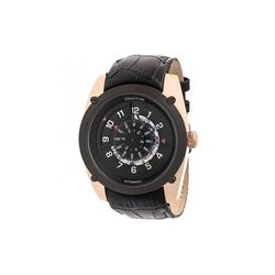 Heritor Automatic Daniels Semi-Skeleton Leather-Band Watch Rose Gold/Black HERHR7406