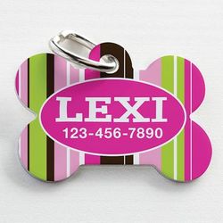 Personalized Pet Tag Stripes Female, 1 IN, Pink