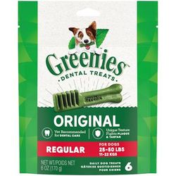 Original Regular Dental Dog Treats, 6 oz., Count of 6