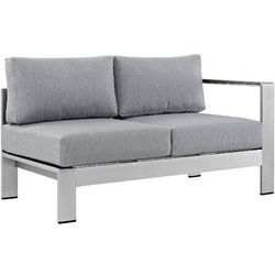 Shore Right-Arm Corner Sectional Outdoor Patio Aluminum Loveseat EEI-2262-SLV-GRY