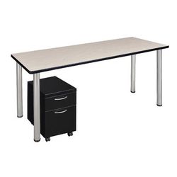 "Kee 66" Single Mobile Pedestal Desk in Maple/ Chrome - Regency MTSPM6624PLBPCM"