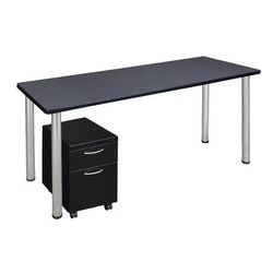 "Kee 66" Single Mobile Pedestal Desk in Grey/ Chrome - Regency MTSPM6624GYBPCM"