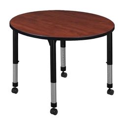 "Kee 36" Round Height Adjustable Mobile Classroom Table in Cherry - Regency TB36RNDCHAPCBK"