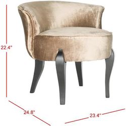 Mora French Leg Linen Vanity Chair in Mink Brown/Black - Safavieh MCR4692C