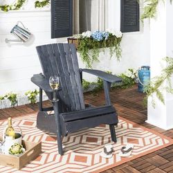 Vista Wine Glass Holder Adirondack Chair in Dark Slate Grey - Safavieh PAT6727K