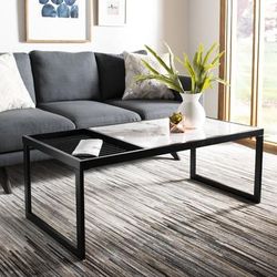 Zuri Coffee Table in White Marble/Black - Safavieh COF6200A