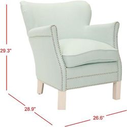 Jenny Arm Chair W/ Silver Nail Heads in Robins Egg Blue/Ivory - Safavieh MCR4543E