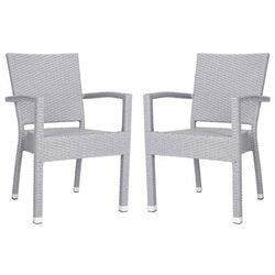 Kelda Stacking Arm Chair in Grey (Set of 2) - Safavieh PAT4004C-SET2