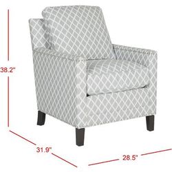 Buckler Club Chair - Silver Nail Heads in Grey/White/Espresso - Safavieh MCR4613E