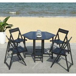 Kerman Table & 4 Chairs in Black - Safavieh PAT7000C