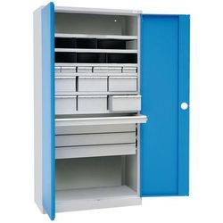 Armoire 6 Tablettes 17 Tiroirs 500x1950 Mm Gris/bleu 1000x - Manutan Expert