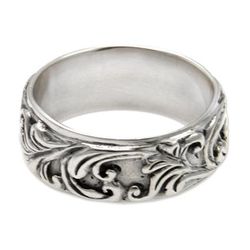 'Flourishing Foliage' - Leaf and Tree Sterling Silver Band Ring