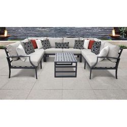 Lexington 9 Piece Outdoor Aluminum Patio Furniture Set 09c in Ash - TK Classics Lexington-09C