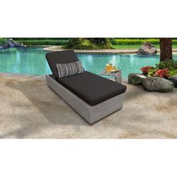 Florence Chaise Outdoor Wicker Patio Furniture w/ Side Table in Black - TK Classics Florence-1X-St-Black