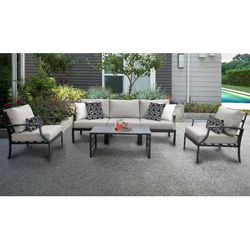 Lexington 6 Piece Outdoor Aluminum Patio Furniture Set 06r in Ash - TK Classics Lexington-06R