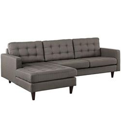 Empress Left-Facing Upholstered Fabric Sectional Sofa - East End Imports EEI-1666-GRA