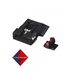 LPA SPS Fully Adjustable Black Serrated Rear Red Fiber Optic Front Sight Set For S&W Military and Police M&P Black SPS02SW6F