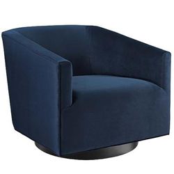 Twist Accent Lounge Performance Velvet Swivel Chair in Midnight Blue - East End Imports EEI-3456-MID