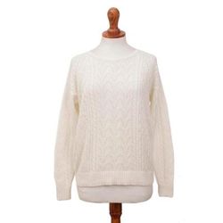 Warm Charm,'Cable Knit Baby Alpaca Blend Pullover in Ivory from Peru'