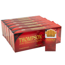 Thompson Filtered Cigars Hard Pack 6-Fer Natural Filtered Smooth - Pack of 1200