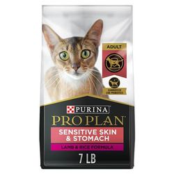 Purina Sensitive Skin & Stomach, Lamb & Rice Formula Dry Cat Food, 7 lbs.