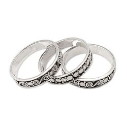 Together,'Handmade Sterling Silver Stacking Rings (Set of 3)'